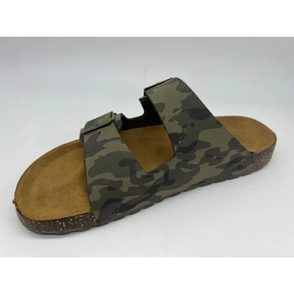 George Men’s Comfort Soft Footbed Camo Green Sandals Size 10